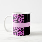 Leopard Print, Zebra Print, Roze, Jouw naam Koffiemok (Links)