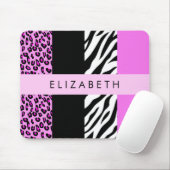 Leopard Print, Zebra Print, Roze, Jouw naam Muismat (Met muis)