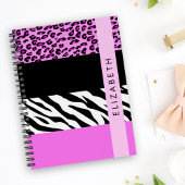 Leopard Print, Zebra Print, Roze, Jouw naam Notitieboek