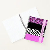 Leopard Print, Zebra Print, Roze, Jouw naam Notitieboek (Binnen)