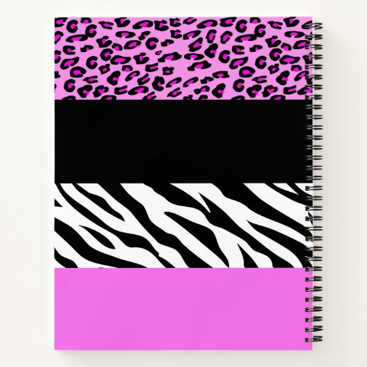 Leopard Print, Zebra Print, Roze, Jouw naam Notitieboek (Achterkant)