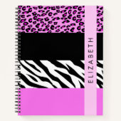Leopard Print, Zebra Print, Roze, Jouw naam Notitieboek (Voorkant)