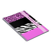 Leopard Print, Zebra Print, Roze, Jouw naam Notitieboek (Rechterzijde)