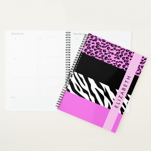 Leopard Print, Zebra Print, Roze, Jouw naam Planner (Display)