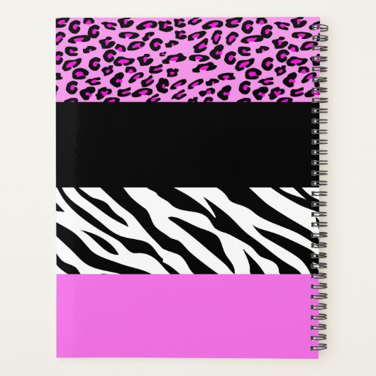 Leopard Print, Zebra Print, Roze, Jouw naam Planner (Achterkant)