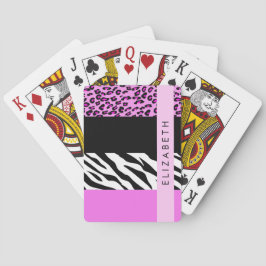 Leopard Print, Zebra Print, Roze, Jouw naam Pokerkaarten