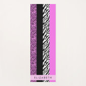 Leopard Print, Zebra Print, Roze, Jouw naam Yogamat (Voorkant)