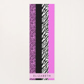 Leopard Print, Zebra Print, Roze, Jouw naam Yogamat (Achterkant)