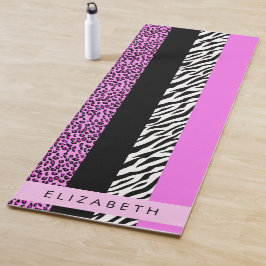 Leopard Print, Zebra Print, Roze, Jouw naam Yogamat