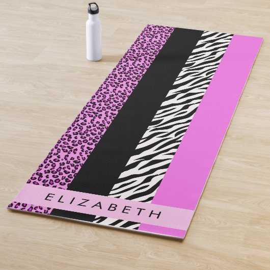 Leopard Print, Zebra Print, Roze, Jouw naam Yogamat (In situ)