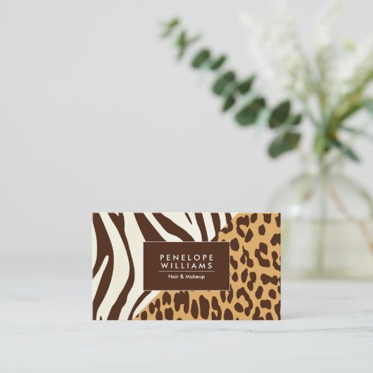Leopard Print Zebra Print Visitekaartje (Staand voorkant)