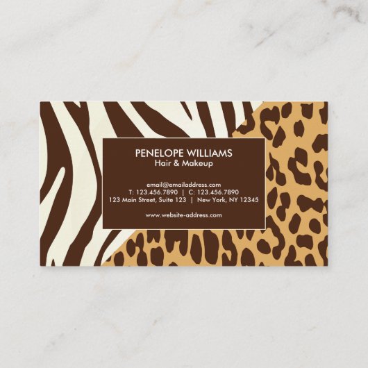 Leopard Print Zebra Print Visitekaartje (Achterkant)