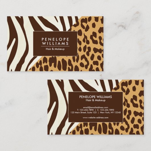 Leopard Print Zebra Print Visitekaartje (Voorkant / Achterkant)
