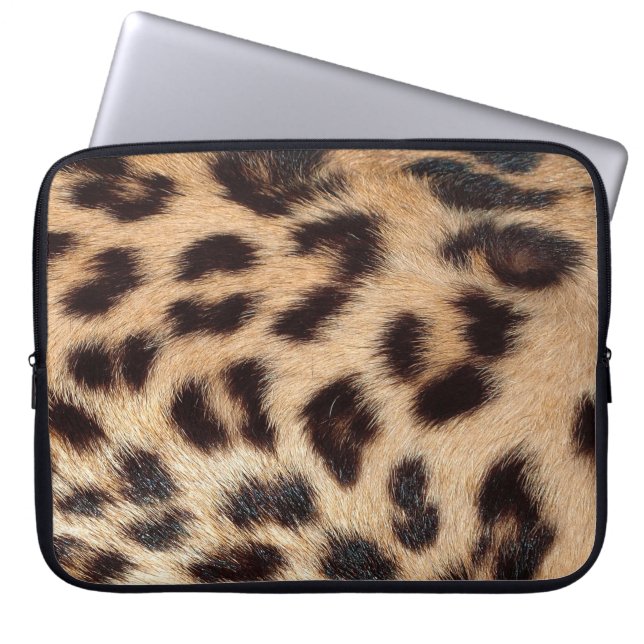 leopard print zie textuurtrendy laptop sleeve (Voorkant)