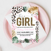 Leopard print zijn een meisje Baby shower uitnodig Kaart
