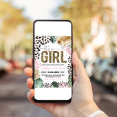 Leopard print zijn een meisje Baby shower uitnodig Kaart