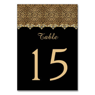 Leopard Print Zwart Goud en Diamanten Tafel Kaarte Kaart