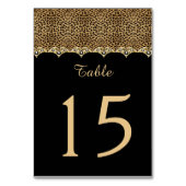 Leopard Print Zwart Goud en Diamanten Tafel Kaarte Kaart (Voorkant)