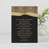 Leopard Print Zwart Tan Ribbon Post Wedding Kaart (Staand voorkant)