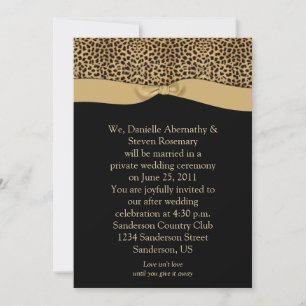 Leopard Print Zwart Tan Ribbon Post Wedding Kaart