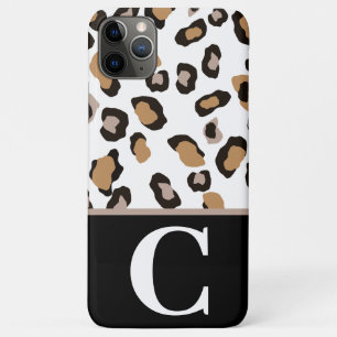 Leopard Print, zwart, wit, Tan Colorblock Initiaal Case-Mate iPhone Case