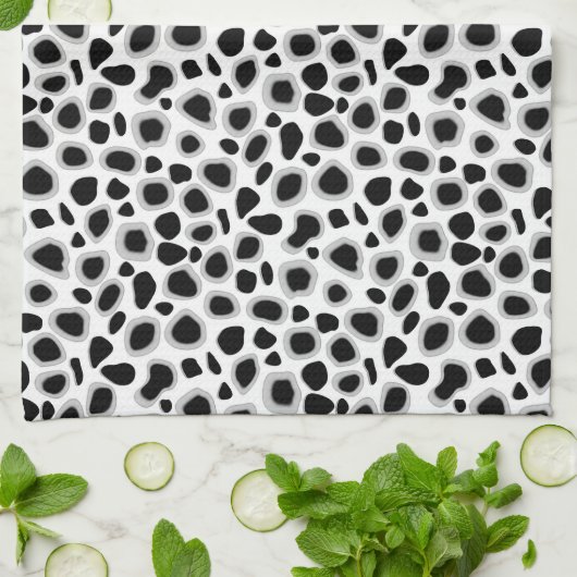 Leopard Print - zwart-wit Theedoek (Gevouwen)