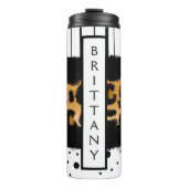 Leopard Print, zwarte en witte poolpunten, strepen Thermosbeker (Voorkant)