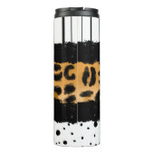 Leopard Print, zwarte en witte poolpunten, strepen Thermosbeker (Achterkant)