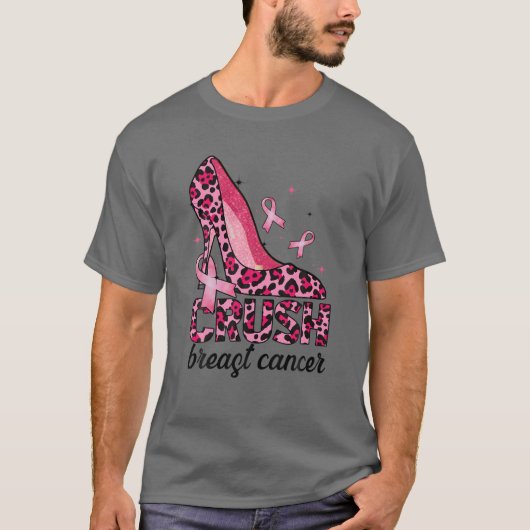Leopard Printed High Hiel Crush Breast Cancer Awar T-shirt (Voorkant)