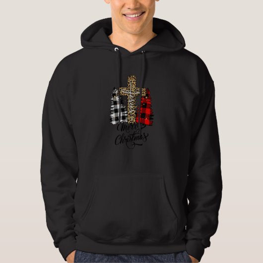 Leopard Pset Christelijk Cross Merry Kerstpaja Hoodie (Voorkant)