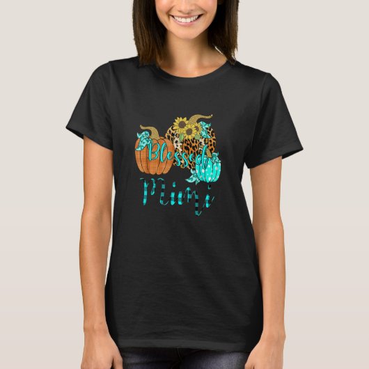 Leopard Pset Pumpkin Blessed Mimi Thanksgiving Fa T-shirt (Voorkant)