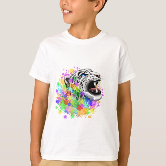 Leopard Psychedelic Paint Splats T-shirt (Voorkant)