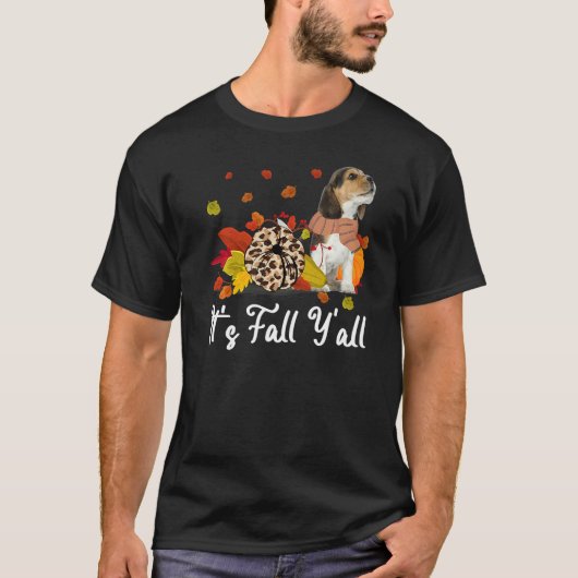 Leopard Pumpkin Falling It's Fall Y'all Yellow Bea T-shirt (Voorkant)