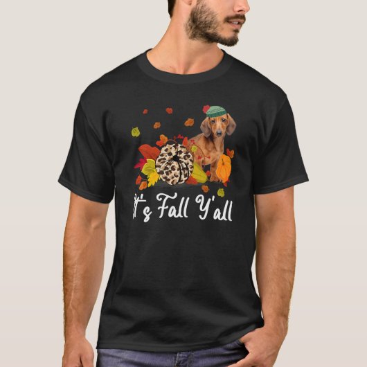 Leopard Pumpkin Falling It's Fall Y'all Yellow Dac T-shirt (Voorkant)