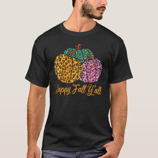 Leopard Pumpkin Happy Fall Yall Autumn Pumpkin Sea T-shirt (Voorkant)