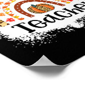 Leopard Pumpkin Herfst Rainbow One Thankful Teache Poster (Hoek)