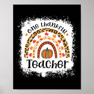Leopard Pumpkin Herfst Rainbow One Thankful Teache Poster