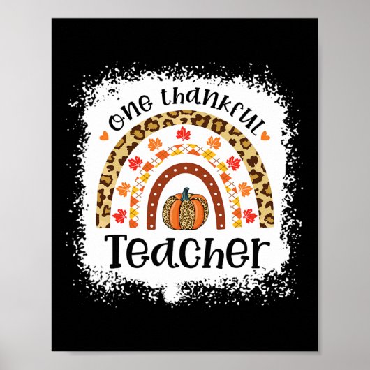 Leopard Pumpkin Herfst Rainbow One Thankful Teache Poster (Voorkant)