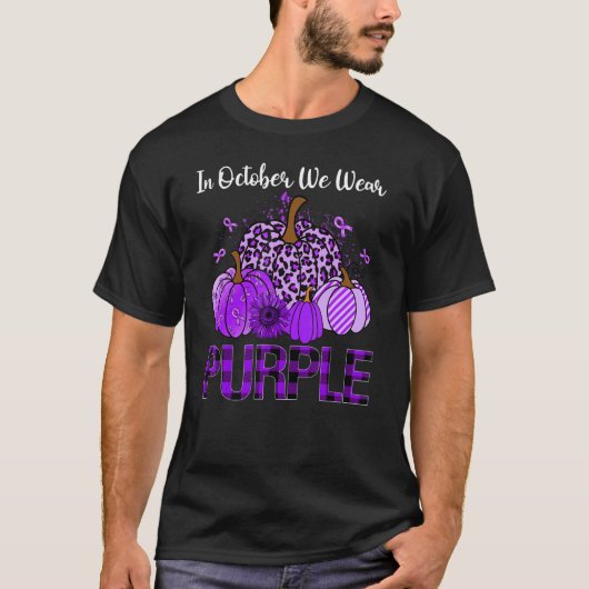 Leopard Pumpkin In October We Wear Purple Domestic T-shirt (Voorkant)