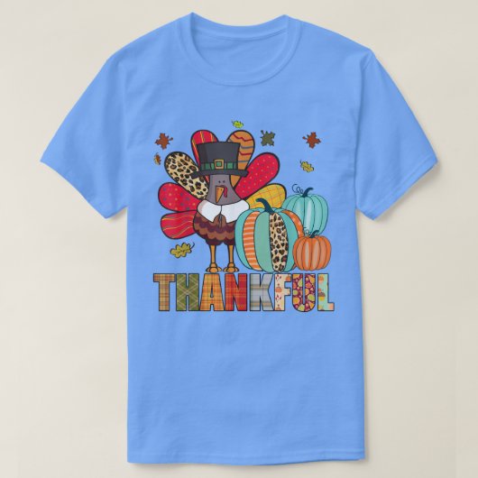 Leopard Pumpkin Turkey Fall Leaves Autumn Thanksgi T-shirt (Design voorkant)