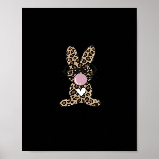 Leopard Rabbit Bunny Bblastabel Gum Paasdag Poster (Voorkant)