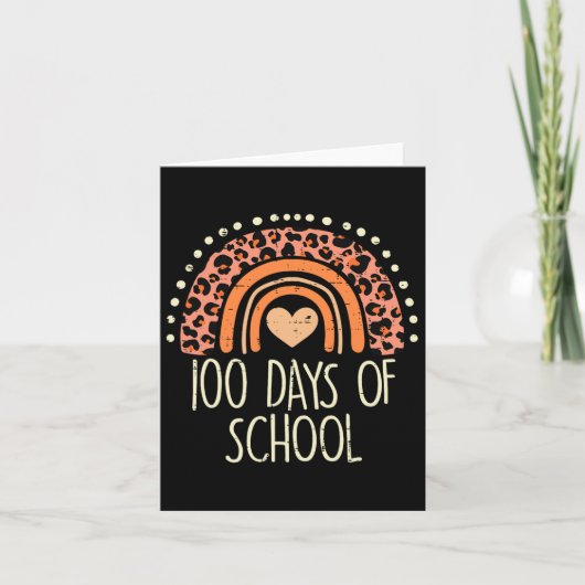 Leopard Rainbow 100 Dagen School Cute 100th Day Te Kaart (Voorkant)