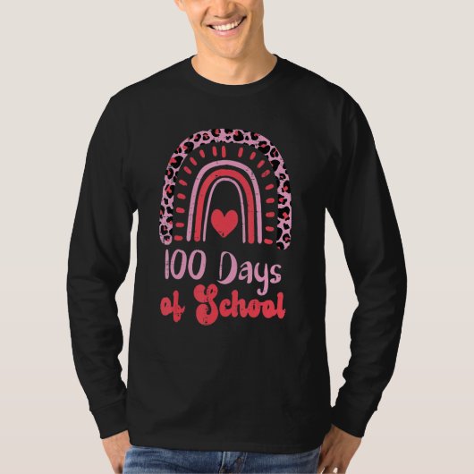 Leopard Rainbow 100 Days Of School 100th Day Teach T-shirt (Voorkant)
