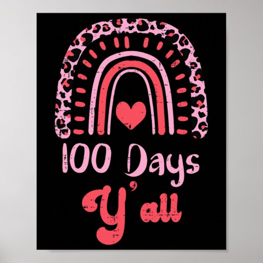 Leopard Rainbow 100 Days Yall 100th Day School Tea Poster (Voorkant)