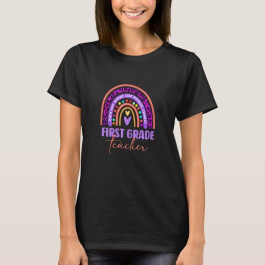 Leopard Rainbow 1e graad eerste leraar eerste dag T-shirt (Voorkant)