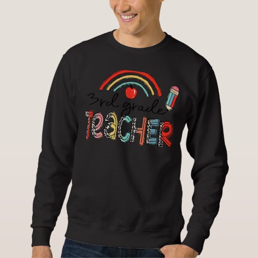 Leopard Rainbow 3rd Grade-leraar terug naar school Trui (Voorkant)