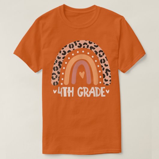 Leopard Rainbow 4th Grade Teacher Eerste Dag van S T-shirt (Design voorkant)