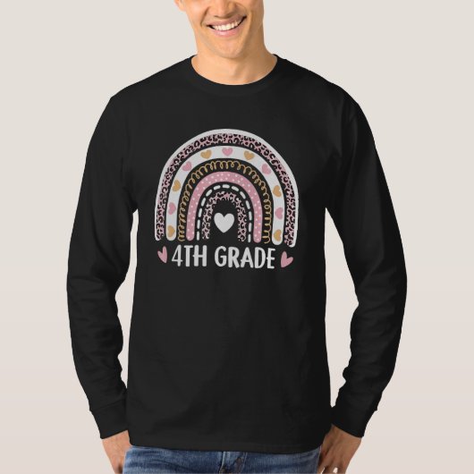 Leopard Rainbow 4th Grade Teacher Funny Back To Sc T-shirt (Voorkant)