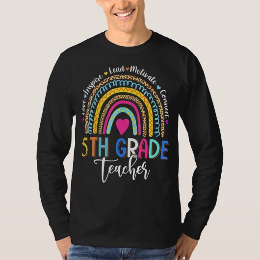 Leopard Rainbow 5e graad leraar terug naar school T-shirt (Voorkant)