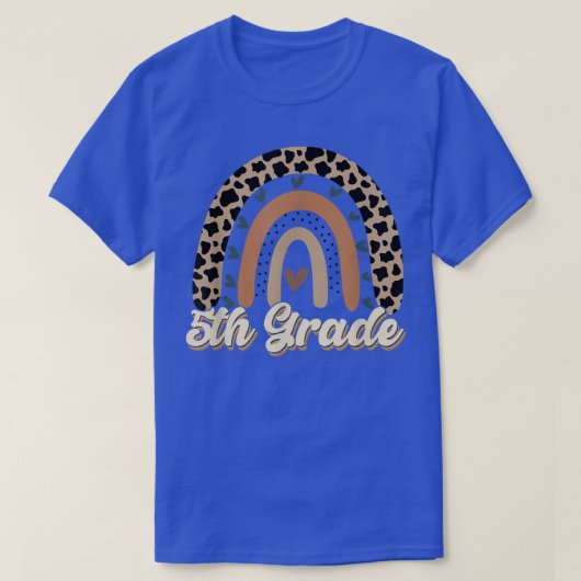 Leopard Rainbow 5th Grade, Terug naar School T-Shi T-shirt (Design voorkant)
